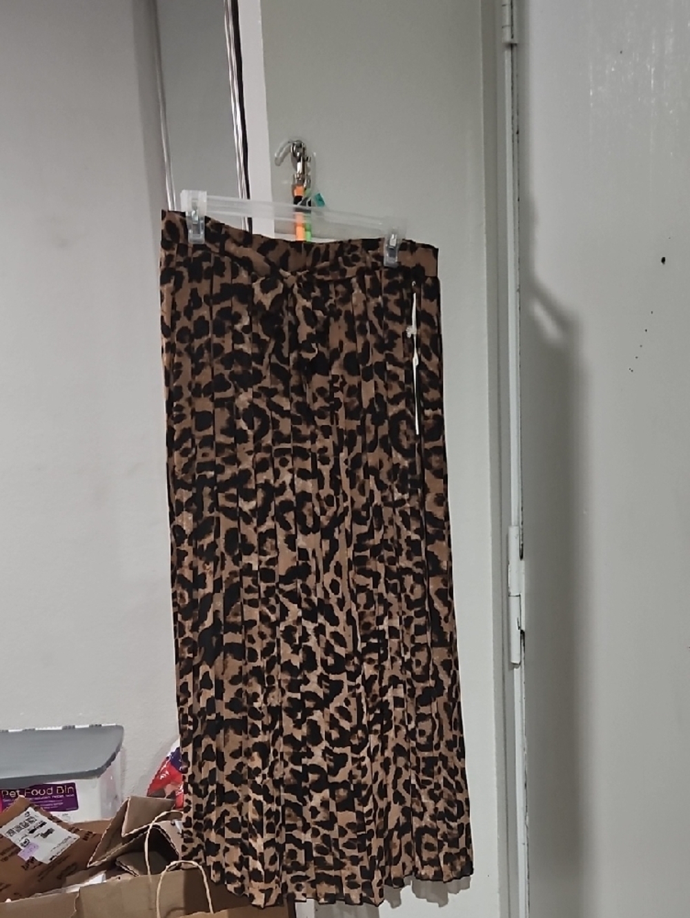 Leopard Print Pleated Maxi Skirt - Brown and Black - Picture 2 of 7